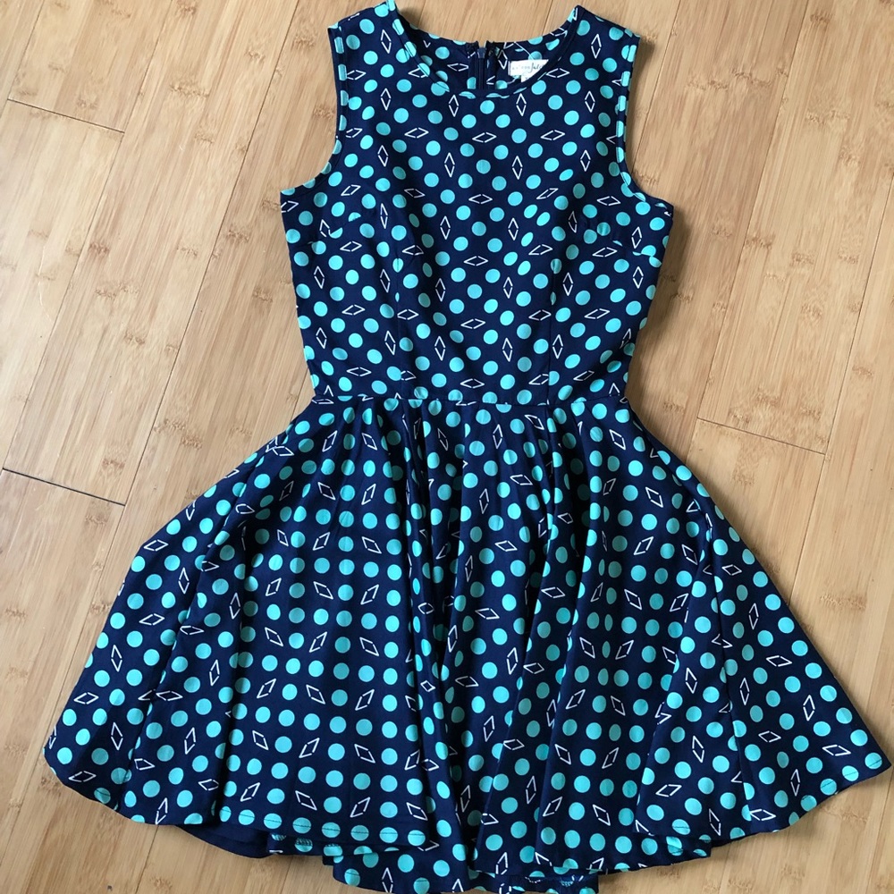 Maison Jules Fit and Flare Polka Dot Dress